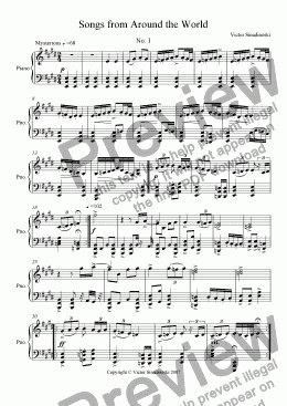 page one of Songs from Around the World No. 1
