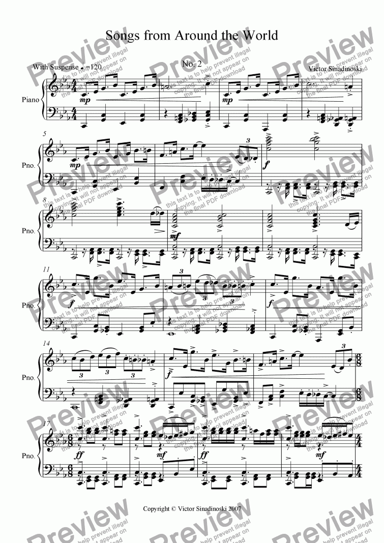 page one of Songs from Around the World No. 2