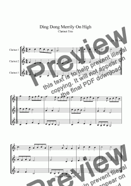 page one of Ding Dong Merrily On High - Clarinet Trio