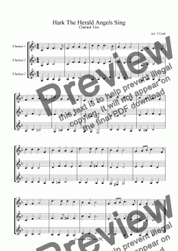 page one of Hark The Herald Angels Sing - Clarinet Trio