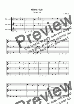 page one of Silent Night - Clarinet Trio