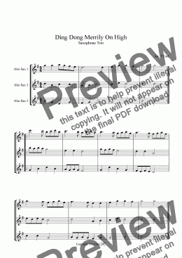 page one of Ding Dong Merrily On High - Saxophone Trio