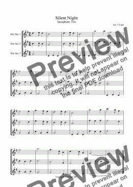 page one of Silent Night - Saxophone Trio