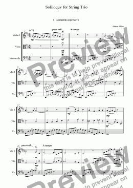 page one of Soliloquy for String Trio