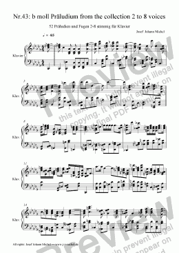 page one of Nr.43: b moll Präludium from the collection 2 to 8 voices