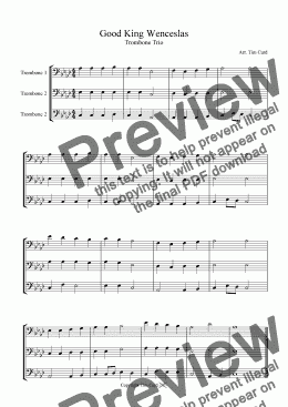 page one of Good King Wenceslas - Trombone Trio