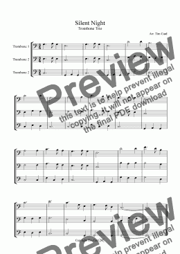 page one of Silent Night - Trombone Trio