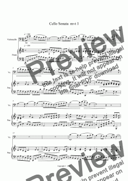 page one of Sonata for Cello and Piano,  movement 1