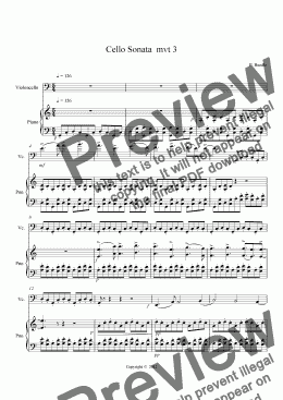 page one of Sonata for Cello and Piano, movement 3