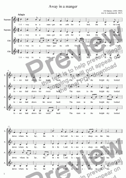 page one of Away in a manger - Female choir