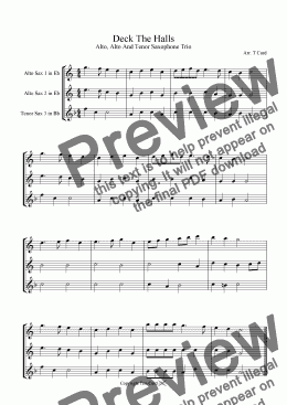 page one of Deck The Halls - Trio For Alto, Alto And Tenor Saxophone.