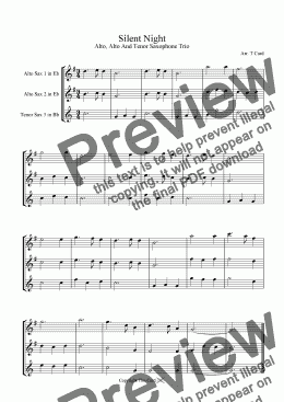 page one of Silent Night - Trio For Alto, Alto And Tenor Saxophone.
