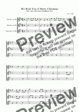 page one of We Wish You A Merry Christmas - Trio For Alto, Alto And Tenor Saxophone.