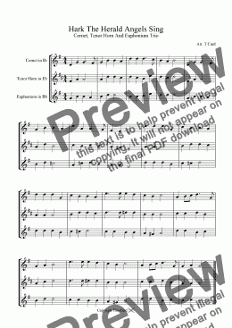 page one of Hark The Herald Angels Sing -Cornet, Tenor Horn, Euphonium (Brass Trio)
