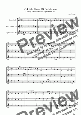page one of O Little Town Of Bethlehem -Cornet, Tenor Horn, Euphonium (Brass Trio)