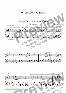page one of 6 Atmospheric Christmas Carols for piano