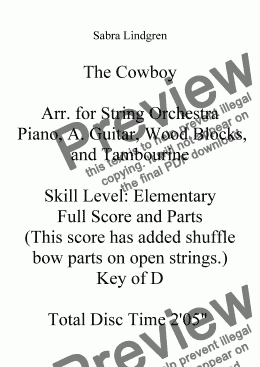 page one of The Cowboy with o. strg. shuffle bows