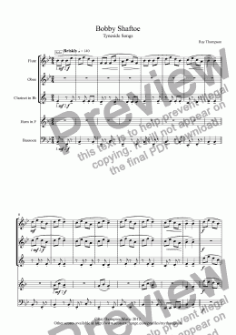 page one of Tyneside Songs Suite: Bobby Shaftoe (arr.wind quintet)