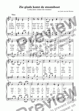 page one of Zie ginds komt de stoomboot [sinterklaasliedje] (choir SATB)