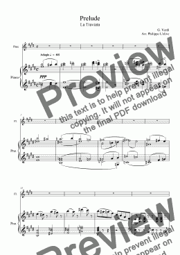 page one of Prelude - La Traviata for Flute & Piano Accomp.