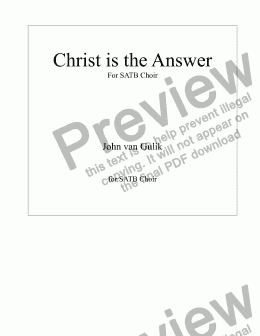 page one of Christ is the Answer - SATB Choir