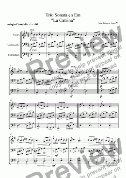 page one of Trío Sonata en Em "La Catrina"