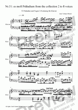 page one of Nr.51: es moll Präludium from the collection 2 to 8 voices