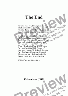 page one of Wilfred Owen: The End