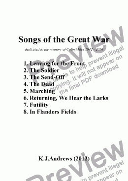 page one of Songs of the Great War: 1.Leaving for the Front