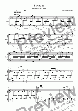 page one of Pleiades (harp solo)