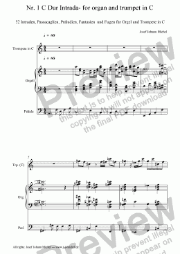 page one of Nr. 1 C Dur Intrada- for organ and trumpet in C