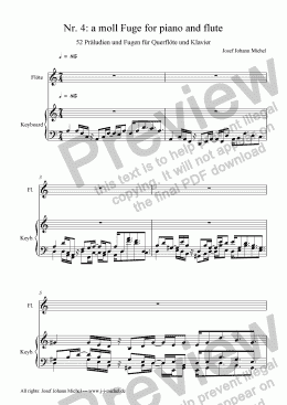 page one of Nr. 4: a moll Fuge for piano and flute