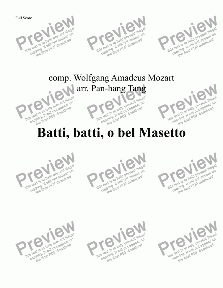 page one of Batti, batti, o bel Masetto