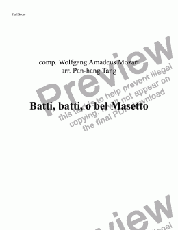 page one of Batti, batti, o bel Masetto