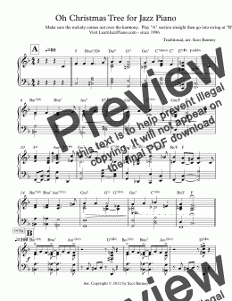 page one of Oh Christmas Tree for jazz piano (2012)