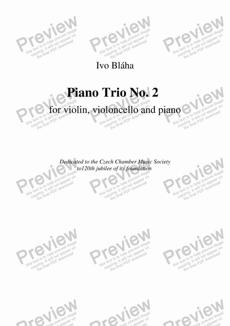 page one of PIANO TRIO No.2 for violin, cello & piano