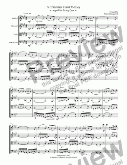 page one of A Christmas Carol Medley for String Quartet