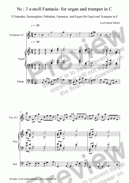 page one of Nr.: 3 a moll Fantasie- for organ and trumpet in C