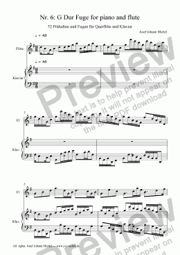 page one of Nr. 6: G Dur Fuge for piano and flute
