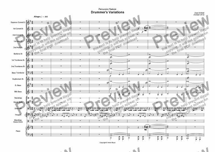 page one of Drummer’s Variations (Percussion Feature)