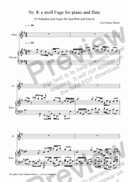page one of Nr. 8: e moll Fuge for piano and flute