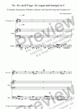 page one of Nr.: 8 e moll Fuge- for organ and trumpet in C