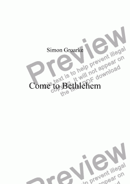 page one of Come to Bethlehem