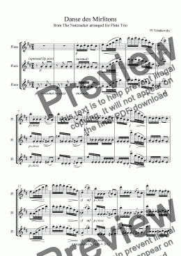 page one of Nutcracker Suite  - VII Danse des Mirlitons (Dance of the Reed Flutes) for Flute Trio