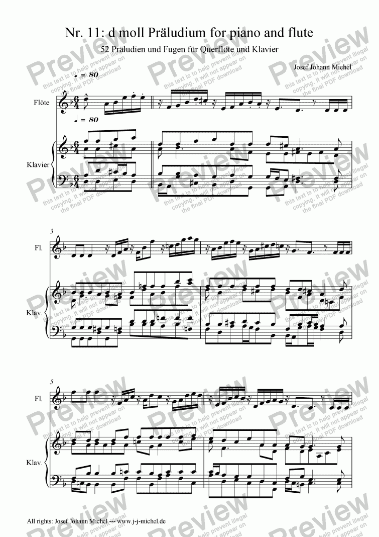 page one of Nr. 11: d moll Präludium for piano and flute