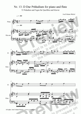 page one of Nr. 13: D Dur Präludium for piano and flute