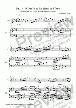 page one of Nr. 14: D Dur Fuge for piano and flute