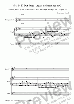 page one of Nr.: 14 D Dur Fuge- organ and trumpet in C