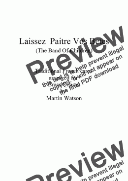 page one of Laissez Paitre Vos Betes for Brass Quartet.