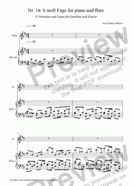 page one of Nr. 16: h moll Fuge for piano and flute